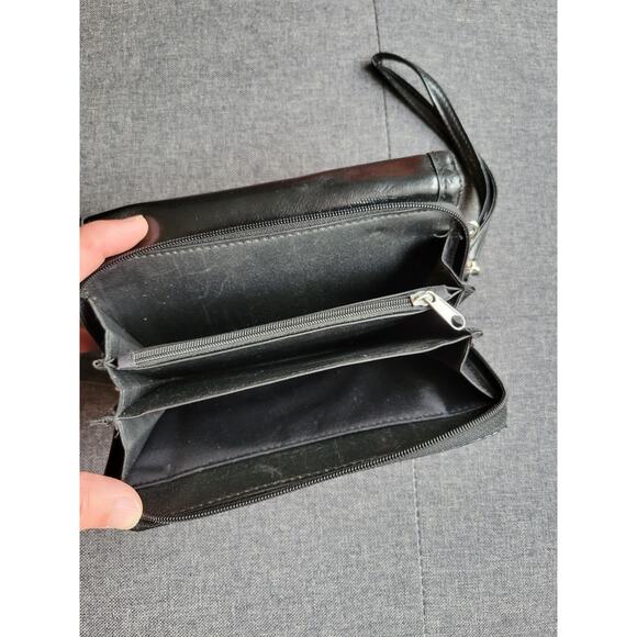 Hato Hasi Black Leather Wristlet Evening Bag Clutch 4x7 - Picture 6 of 8